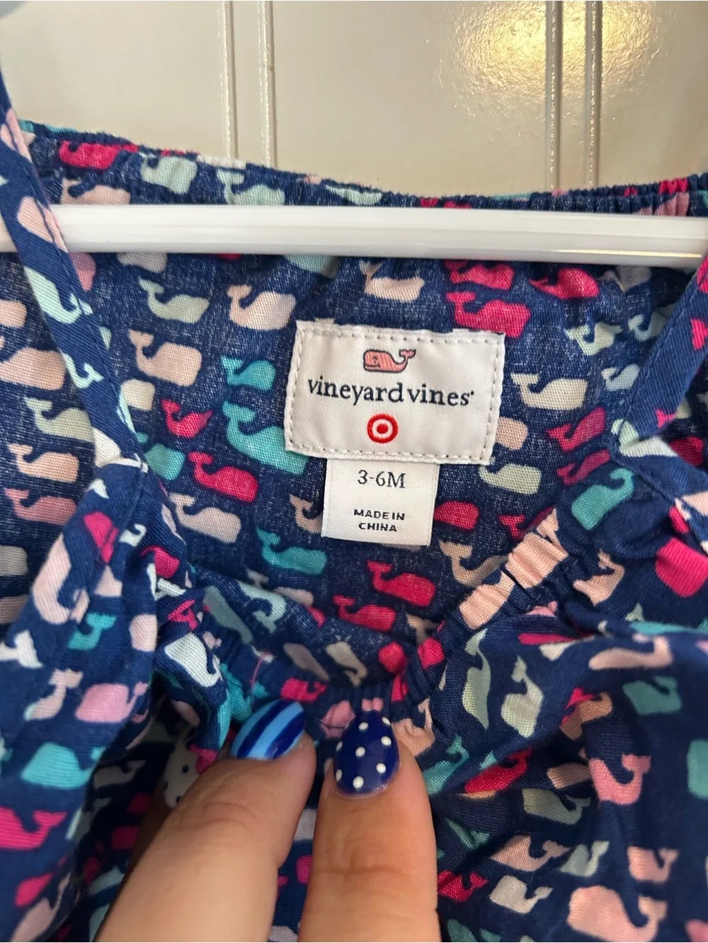 Vineyard Vines Navy Whales Print Toddler Romper